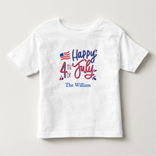 Hand Drawn Happy 4th of July Red White and Blue  T Toddler T_shirt