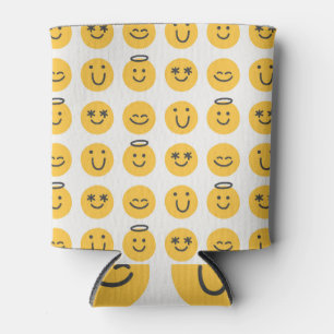 Hand Drawn Happy Emoji Pattern Can Cooler