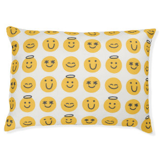 Hand Drawn Happy Emoji Pattern Pet Bed