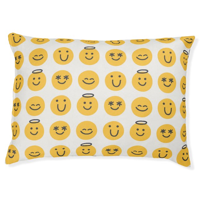 Hand Drawn Happy Emoji Pattern Pet Bed (Front)