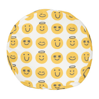Hand Drawn Happy Emoji Pattern Pouf