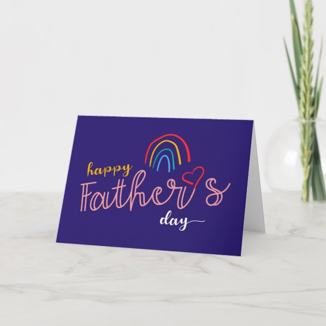 Hand-Drawn Happy Father's Day Pride Rainbow Card (Front)