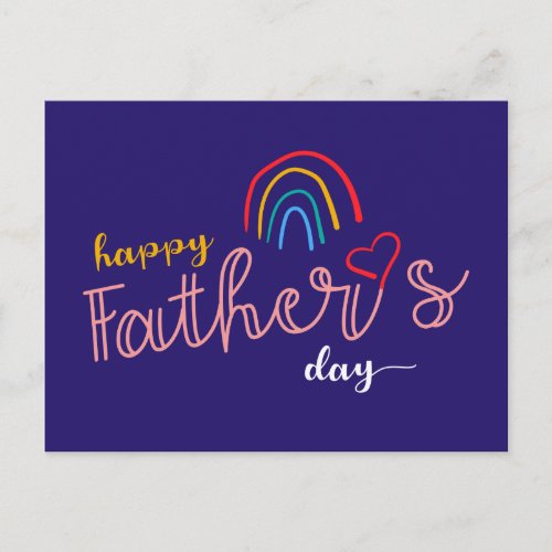 Hand_Drawn Happy Fathers Day Pride Rainbow Postcard