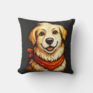 Hand-Drawn Happy Golden Dog Sweatshirt Throw Pillow