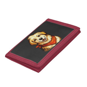 Hand-Drawn Happy Golden Dog Sweatshirt Tri-fold Wallet