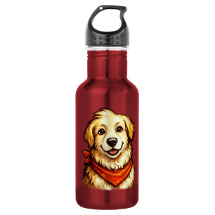 Hand-Drawn Happy Golden Dog T-Shirt Stainless Steel Water Bottle