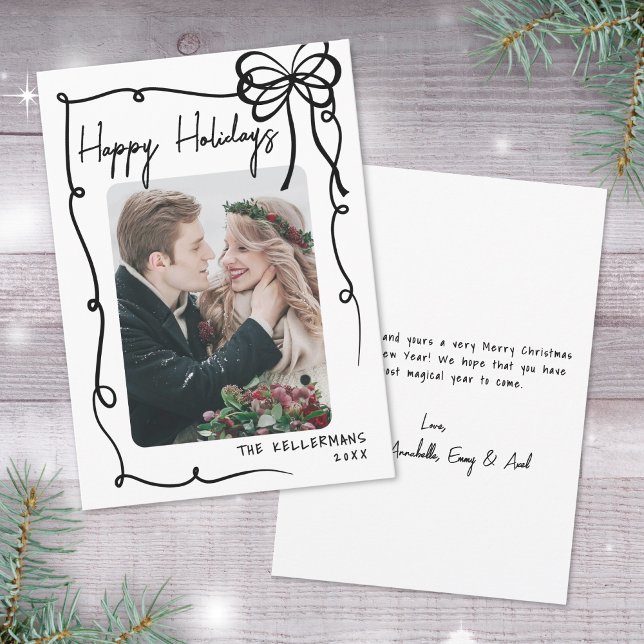 Hand Drawn Happy Holiday Card (Hand Drawn Whimsical Christmas Happy Holidays Holiday Card)