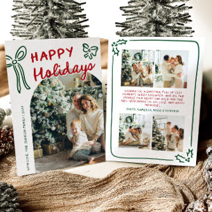 Hand Drawn Happy Holidays Arch Photo Christmas Holiday Card