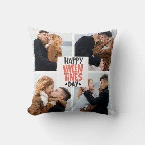 Hand Drawn Happy Valentines Day Throw Pillow