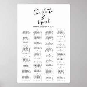 Hand Drawn Heart Alphabetical Seating Chart