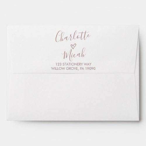 Hand Drawn Heart  Blush Pink Wedding Invitation Envelope