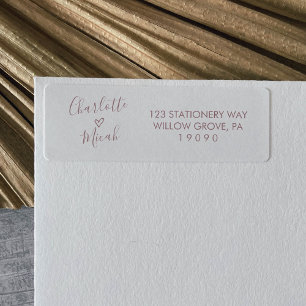 Hand Drawn Heart   Blush Pink Wedding Label