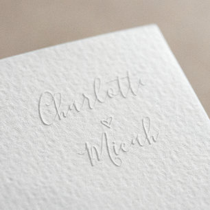 Hand Drawn Heart Bride and Groom Names Wedding Embosser