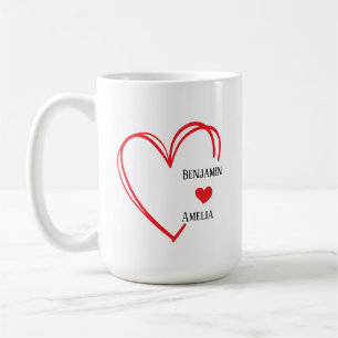 hand drawn heart couple Valentine’s Day mugs