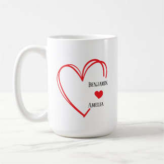 hand drawn heart couple Valentine’s Day mugs