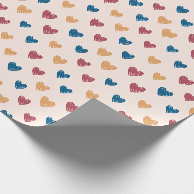 Hand Drawn Heart Doodle Pattern Wrapping Paper (Corner)