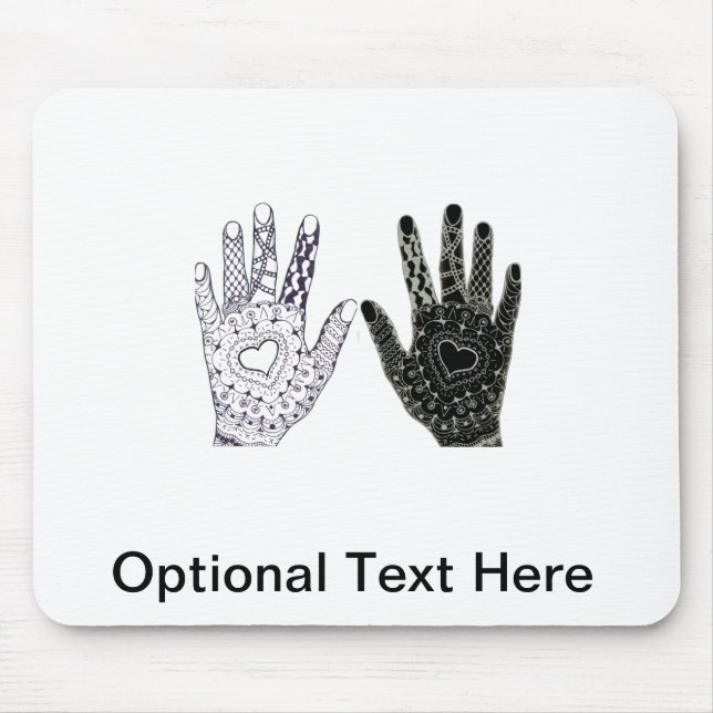 Hand Drawn Heart Doodled Hands Mouse Pad (Front)