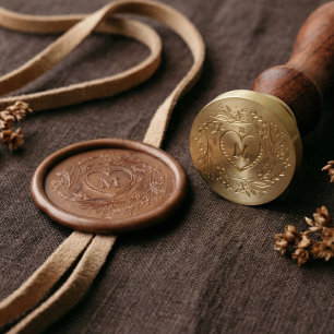 Hand-drawn Heart & Floral Wreath Custom Monogram Wax Seal Stamp