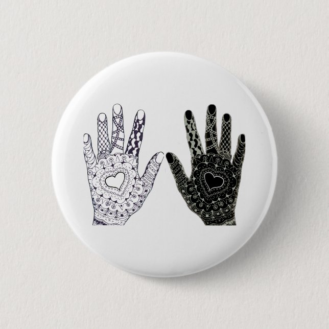Hand Drawn Heart Hands Button (Front)