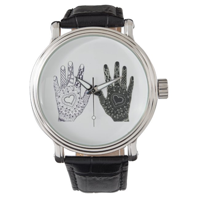Hand Drawn Heart Hands Watch (Front)