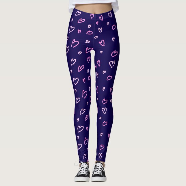 Hand Drawn Heart Leggings/Pants Leggings (Front)