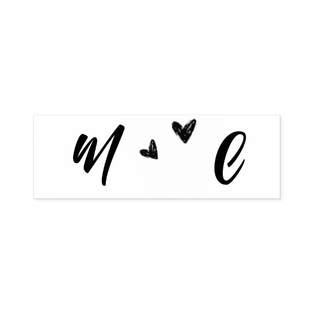 Hand Drawn Heart Name Initials  Self-inking Stamp (Design)