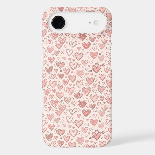 Hand-Drawn Heart Pattern Case-Mate iPhone Case (Back)