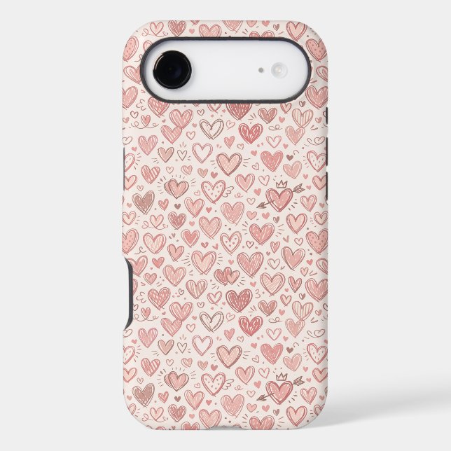Hand-Drawn Heart Pattern Case-Mate iPhone Case (Back)