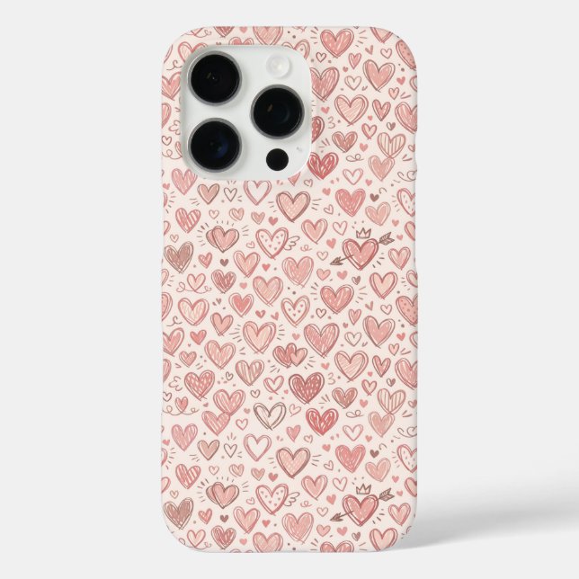 Hand-Drawn Heart Pattern Case-Mate iPhone Case (Back)