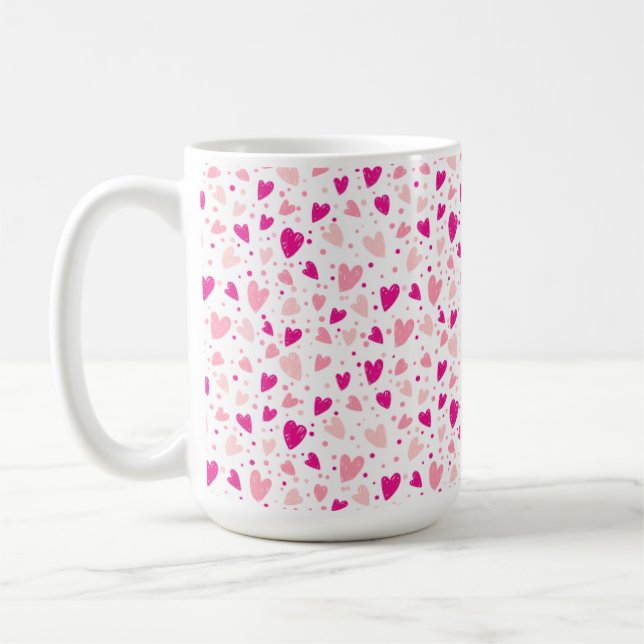 Hand-Drawn Heart Pattern  Coffee Mug (Left)