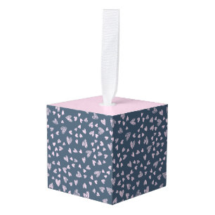 Hand drawn Heart Pattern Design Cube Ornament