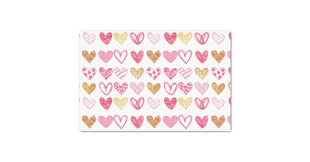 Cute Heart Pastel Color Pattern Valentine's Day Tissue Paper