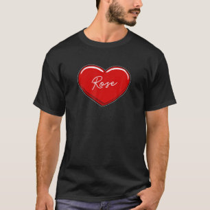 Hand Drawn Heart Rose - First Name Hearts I Love R T-Shirt