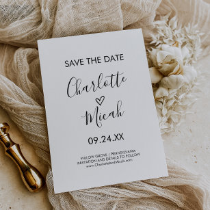 Hand Drawn Heart Save the Date Card