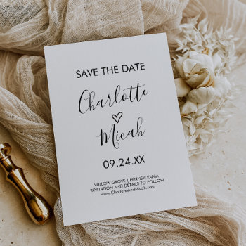 Hand Drawn Heart Save The Date Card by FreshAndYummy at Zazzle