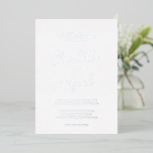 Hand Drawn Heart   Silver Foil Text Wedding Invitation