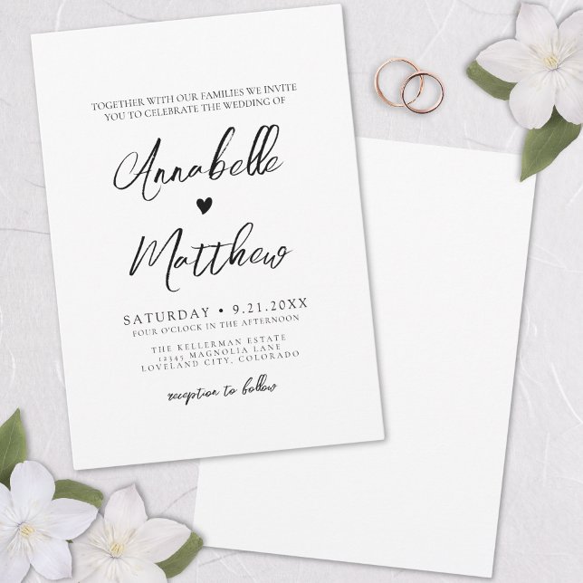 Hand Drawn Heart Simple Elegant Wedding Invitation (Hand Drawn Heart Simple Elegant Weddiing Invitation)