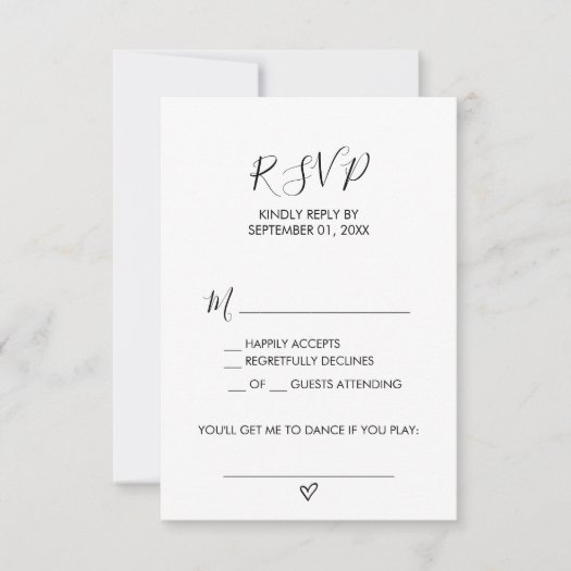 Hand Drawn Heart Song Request RSVP Card