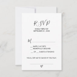 Hand Drawn Heart Song Request RSVP Card | Zazzle