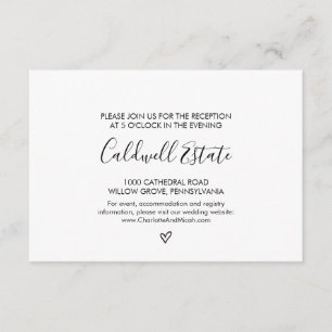 Hand Drawn Heart Wedding Reception Enclosure Card