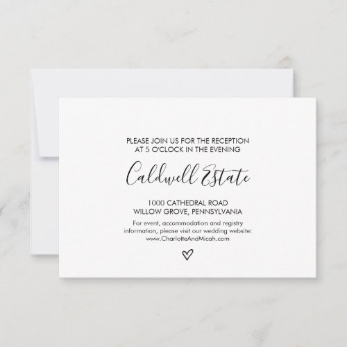 Hand Drawn Heart Wedding Reception Enclosure Card
