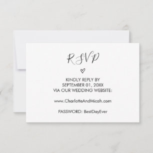 Hand Drawn Heart Wedding Website RSVP Card