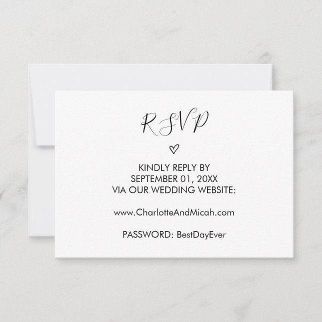 Hand Drawn Heart Wedding Website RSVP Card (Front)