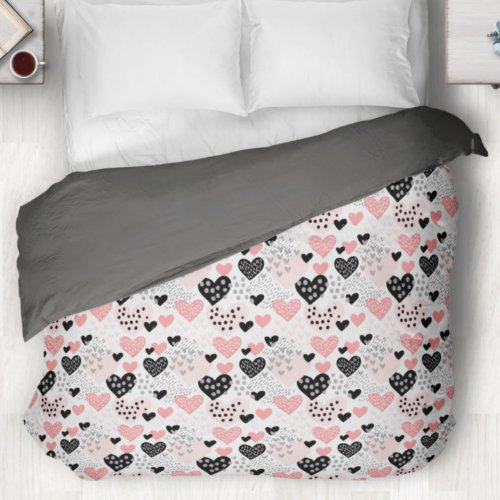 Hand Drawn Hearts and Dots Pattern ID471 Duvet Cover