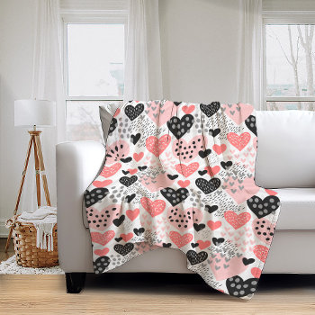 Hand Drawn Hearts And Dots Pattern Id471 Fleece Blanket by arrayforhome at Zazzle