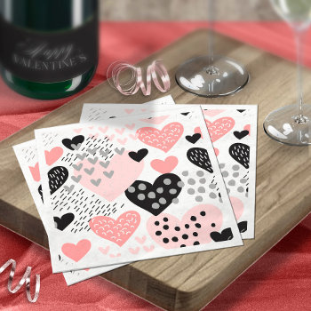 Hand Drawn Hearts And Dots Pattern Id471 Napkins by arrayforhome at Zazzle