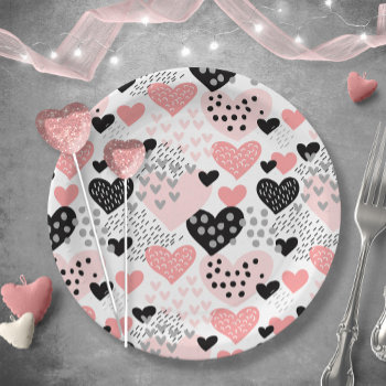 Hand Drawn Hearts And Dots Pattern Id471 Paper Plates by arrayforhome at Zazzle