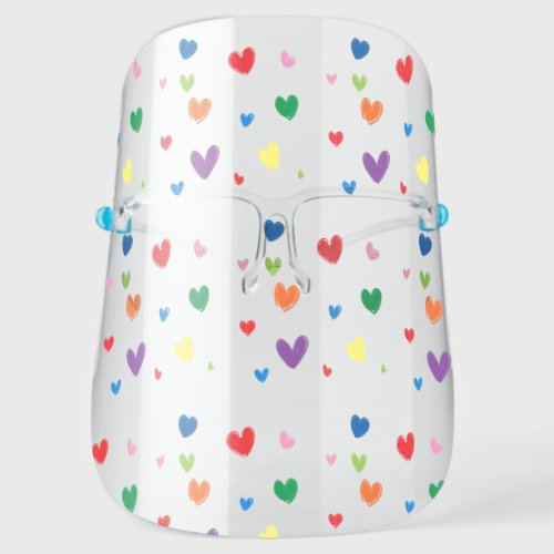 Hand Drawn Hearts Clear Background Face Shield