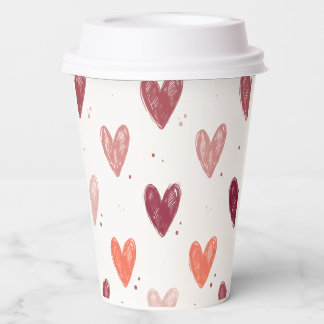 Hand-Drawn Hearts – Cute Minimal Paper Cup Design