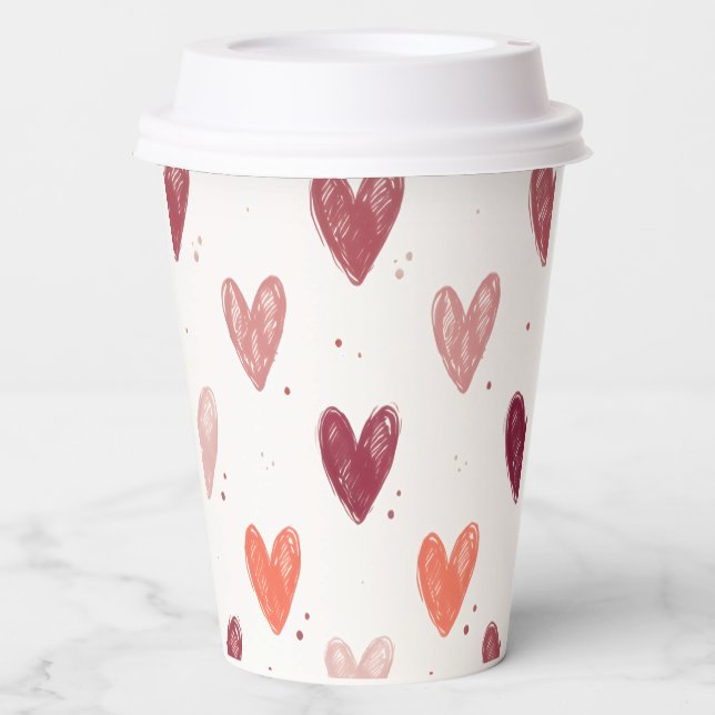 Hand-Drawn Hearts – Cute Minimal Paper Cup Design (Front)